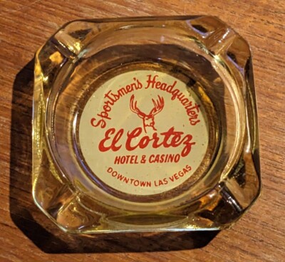 VinTagE EL CORTEZ HOTEL CASINO LAS VEGAS AmBeR ASHTRAY SPORTSMENS HEADQUARTERS 