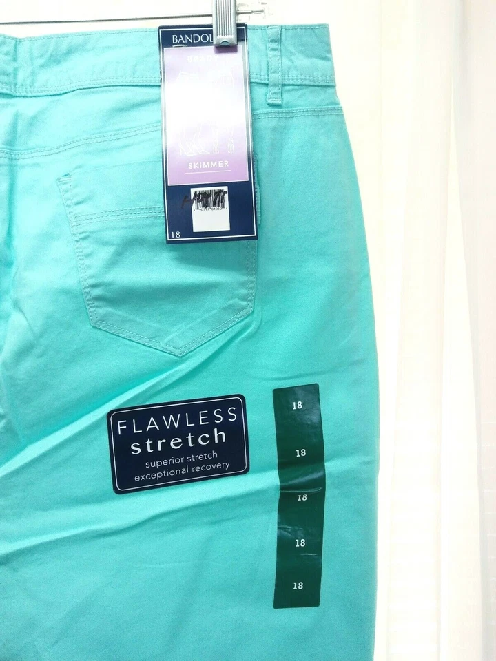 NUEVO MUJER BANDOLERA BRADY CAPRI GOTA DE LLUVIA VERDE SKIMMER CAPRI SHORTS TALLA 18 Foto 3 de 3