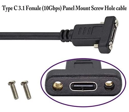 Panel Mount USB C Female to USB C Female Adapter Cable, USB 31. to USB 3.1 - Image 2 of 2