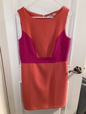 LOFT Women's Size 10 Sleeveless Dress Textured Orange and Pink