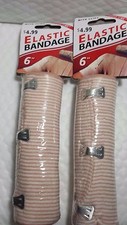 2 PACK ELASTIC BANDAGES 6" W/ CLIPS NEW ORIGINAL HOT SALE 2 PACK OF 6" MED CRAFT