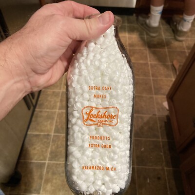 Rare Lockshore Farms Inc. ACL Quart Milk Bottle Kalamazoo Michigan MI