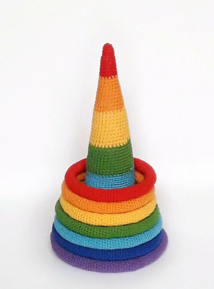 Pattern crochet Waldorf and Montessori eco toy Pattern rainbow pyramid with ring - Image 4 of 4