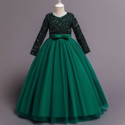 2023 Princess Mesh Dress 4-14y Girl Christmas Party Clothing Sequin Prom Costume