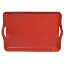 Large Red Decorative Tray Elegant Plastic Serving Tray with Handles Coffee Ta...