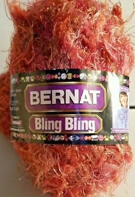 Bernat Bling Bling nylon Knitting Yarn 2 Skeins Moulin Rouge #65530