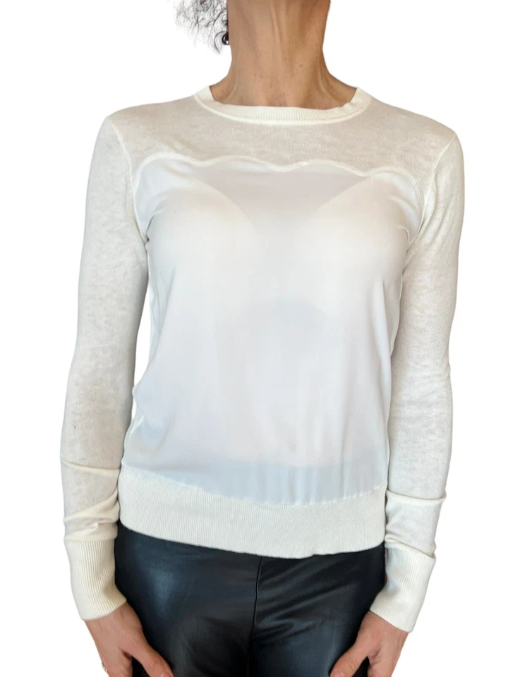 Suéter festoneado para mujer Ted Baker mezcla de seda marfil pulga tejido-detalle 0 EE. UU. 2 Foto 4 de 4