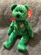 TY Beanie Baby - DECADE the Bear (GREEN Version) (8.5 inch) - MWMTs