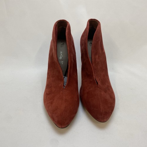 Tamaris Dark Red Suede Almond Toe Open Front Stiletto Ankle Boots UK Size 7 B50 - Picture 2 of 10