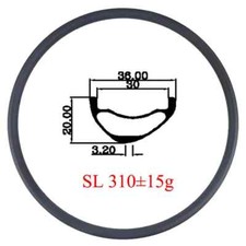 Llanta de carbono asimétrica para bicicleta 29er MTB XC 20*36mm anillo sin cámara UD mate 3K 12K