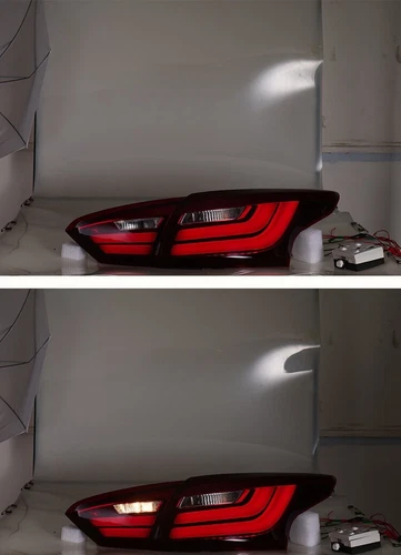 L+R Red DRL Tail Lights Sequential LED Tube Lamps for 2012-2014 Focus Sedan - Foto 7 di 9