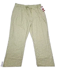 Simply Tall Pajama Pant Green White Polka Dot Flannel Size XL Canada 38" Inseam