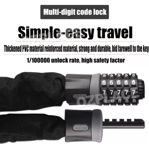 Heavy Duty Chain Lock Security 5-Digit Combination Bike Bicycle Motorcycle 60cm - Picture 6 of 12