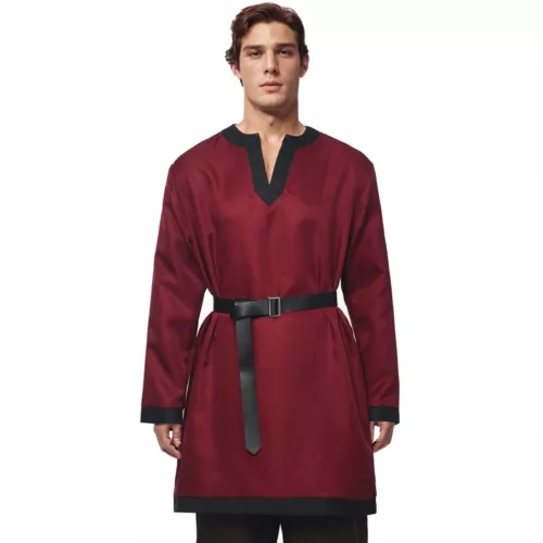 Medieval Knight Tunic For Men Viking Warrior Shirt Pirate LARP Halloween Tops - Picture 4 of 49