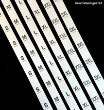 10MM WHITE SEW ON CLOTHING SIZE LABELS,AVAILABLE IN SIZES S, M, L, XL, XXL 3XL