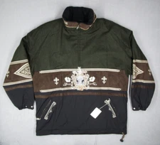 Vintage Bogner Jacket Mens Large Green Wool 1/4 Zip Layerlite Embroidered