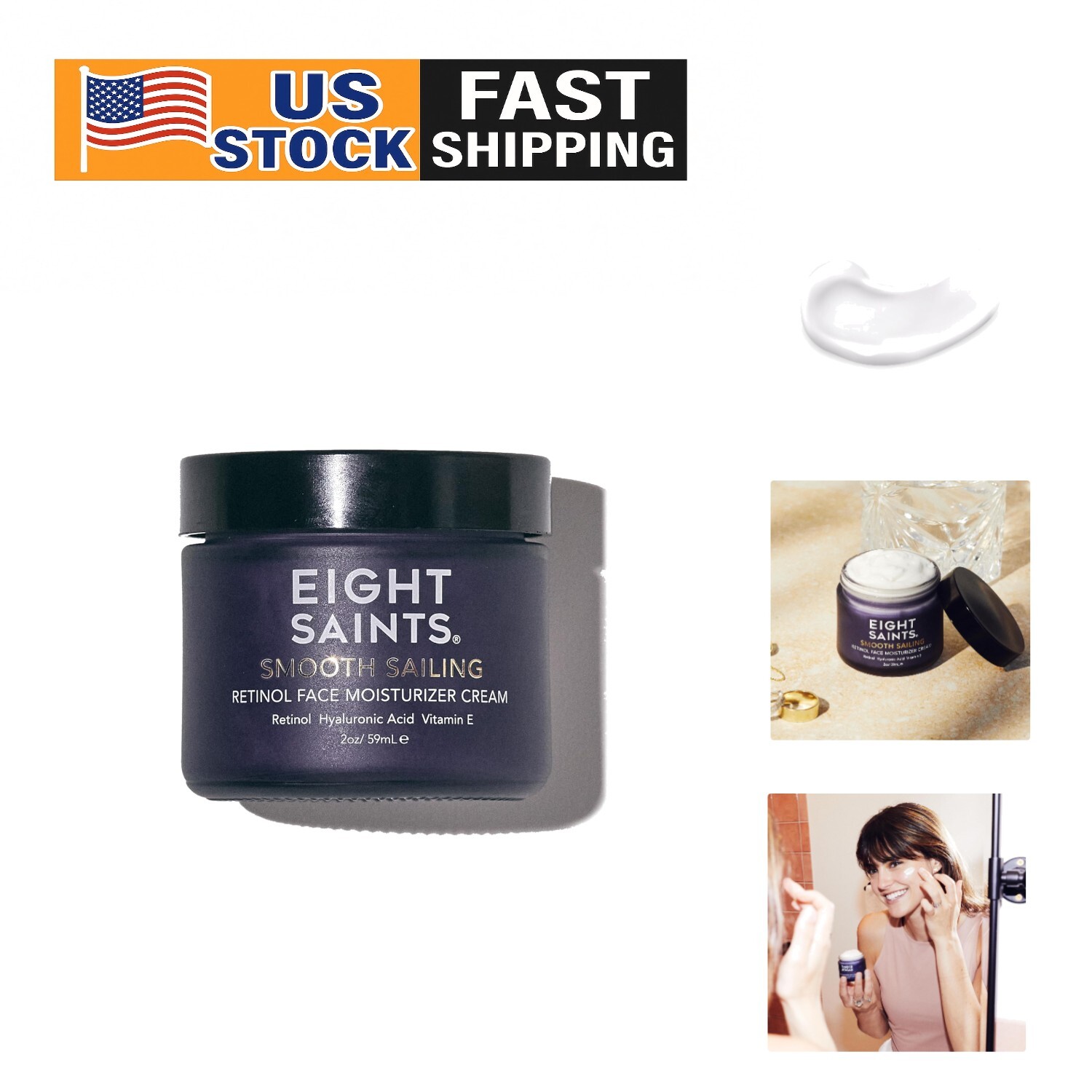 Vitamin E Hyaluronic Acid Retinol Cream for Wrinkles 2 Oz