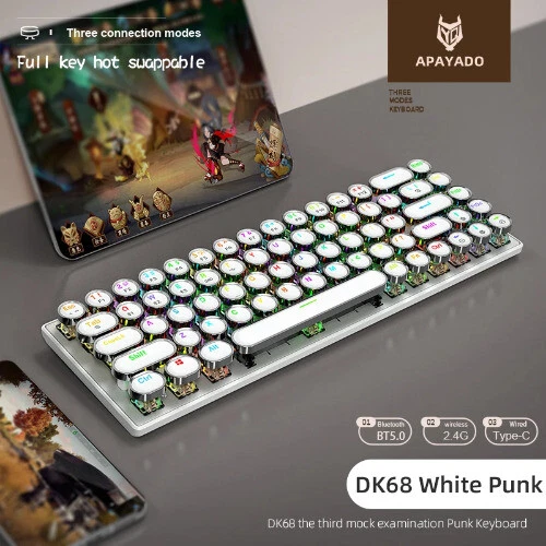 Wireless Mechanical Keyboard with Dynamic RGB Lighting & Tri-Mode Bluetooth