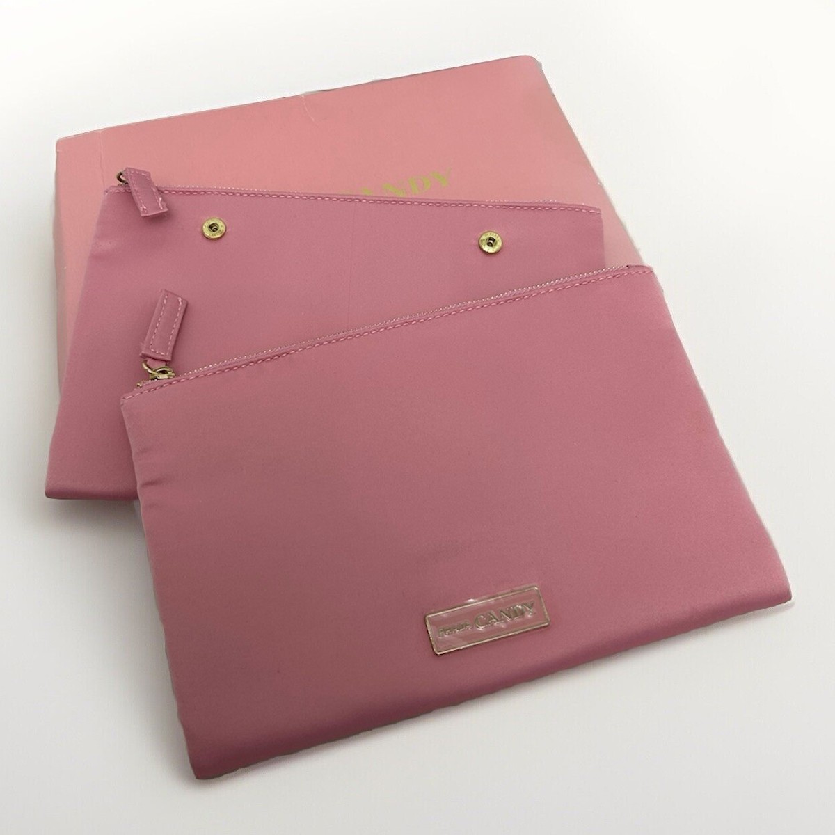 Prada Candy Perfume Pink Textile Double Cosmetic Make Up Pouch