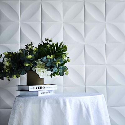 WALL PANELS 52 sq ft White Self Adhesive Diamond Foam Backdrop Decorations