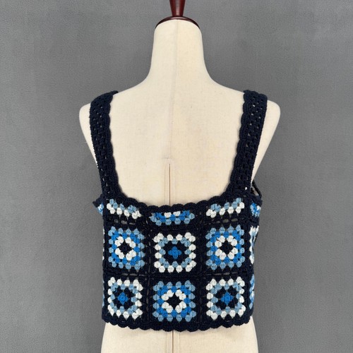 Sincerely Jules Granny Square Häkel Tank Damen L blau Festival Boho Loose Fit - Bild 3 von 12
