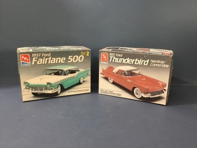AMT Pair of  57 Fords. T-Bird and Fairlaine Open boxes  Sealed inside 8082  6516