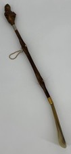 Vintage Italian Knight Shoehorn 22'' Made In Italy Wood Gold Chain Helmet Chess
