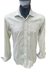 TED BAKER GREEN PRINT PLEAT FRONT FORMAL LONG SLEEVE SHIRT SIZE 15.5