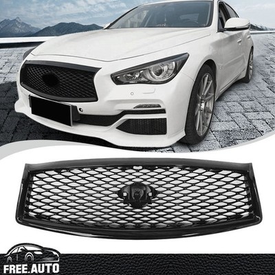 Front Hood Mesh Grille Fits 14-17 Infiniti Q50 Sedan 4Dr Eau Rouge Style ABS