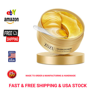 Gold Eye Masks Pack of 60, 24K Gold Under Eye Patches for Dark Circles, Puffy