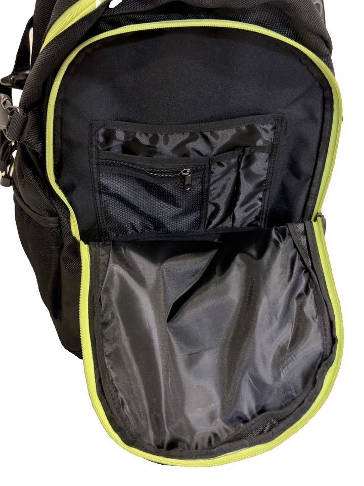 Rolling Picture Add MAK'S Sportsgear Rolling Backpack 18in Black Lime Green Telescoping ...