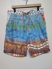 Robert Graham Swim Trunks Men Sz 34 Multicolor Geometric Print Lined Board Short