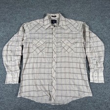 Rock Creek Ranch Shirt Mens Size L Tan Plaid Western Pearl Snap Long Sleeve