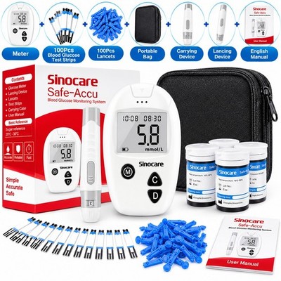 Sinocare Safe accu Blutzuckermessgerät Zucker Diabetes Testset 100 Teile Streifen
