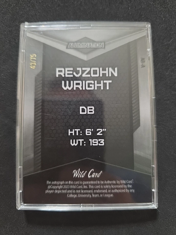 2023 Wild Card Alumination Rejzohn Wright (RC) 43/75 Autographs - Image 2 of 2