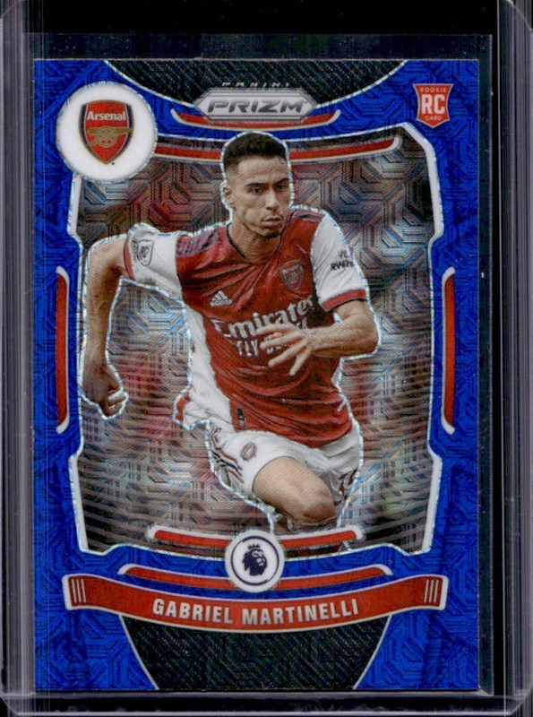2021 Panini Prizm Premier League Gabriel Martinelli RC Prizm Blue Mojo #203