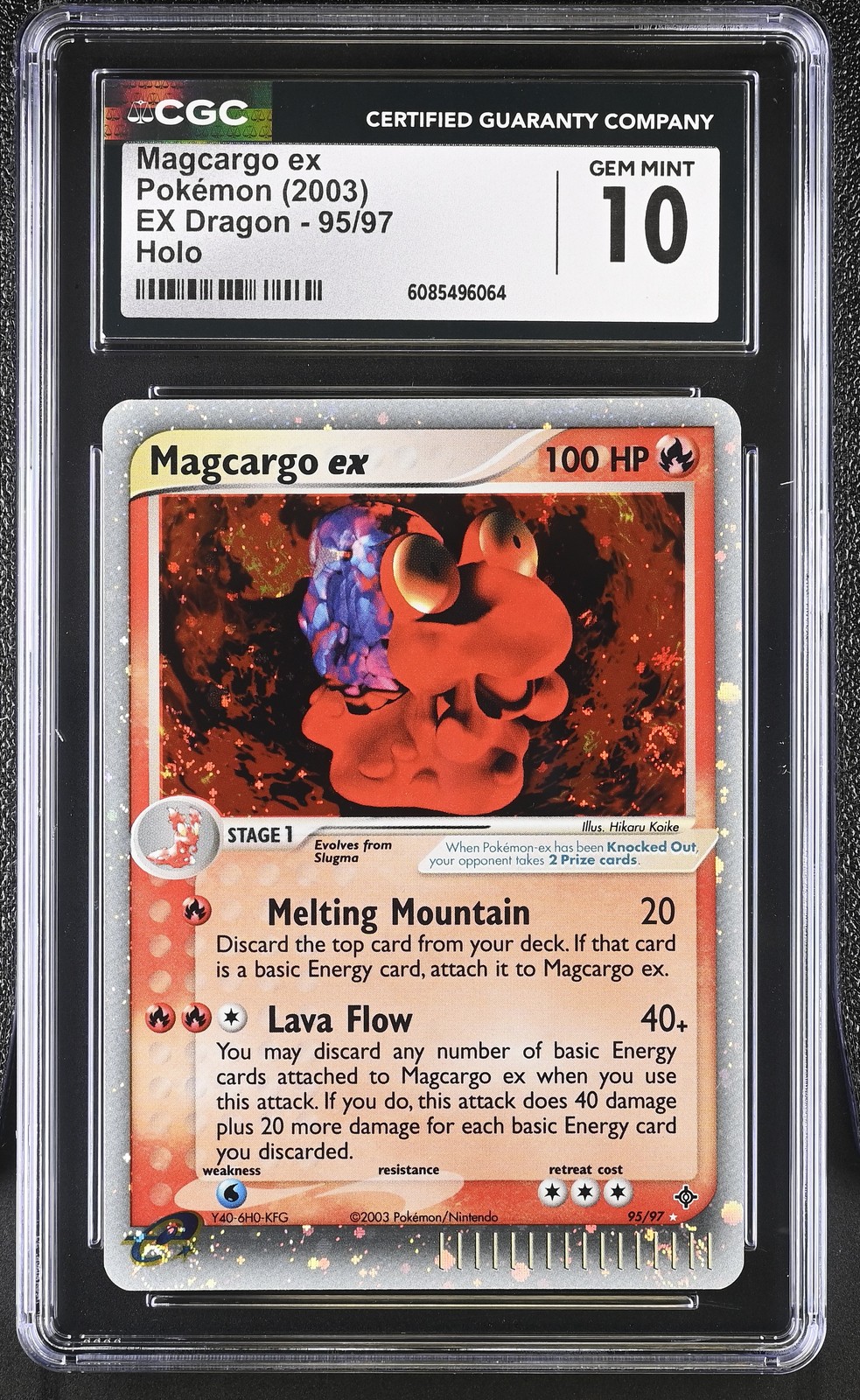 CGC 10 GEM MINT Magcargo ex 2003 EX Dragon 95/97 Holo SWIRL Pokemon Card