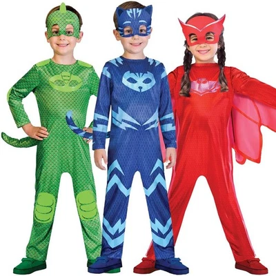 AMSCAN Offizielles PJ Masks Kinderkostüm Catboy Eule Gekko Kinder Deluxe Overall Maske