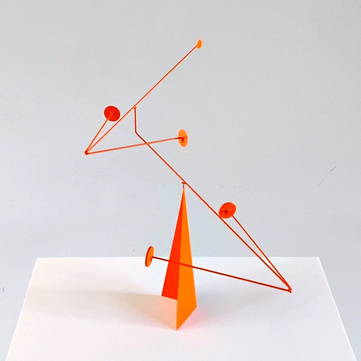 Orange Angular Stabile Tabletop Mobile Kinetic Sculpture Art