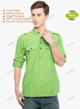 Mens Kurta Shirt Kurta Sea Green Indian Mens Leisure Shirts Cotton Tunic Top