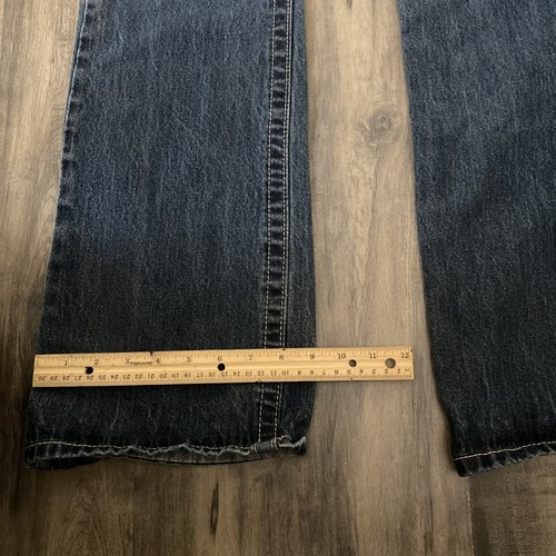 MEK DMM Denim Jeans Button Fly Getty Slim Boot Men’s Size 34x34 Embroidered - Imagen 3 de 15