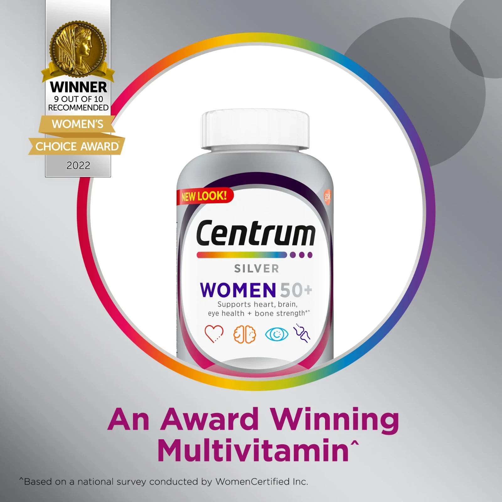 Centrum Silver Multivitamins for Women over 50, Multimineral Supplement with Vit