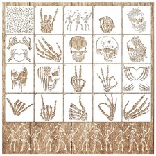 Skull Stencils for Painting on Wood Reusable Drawing Skeleton medium, white