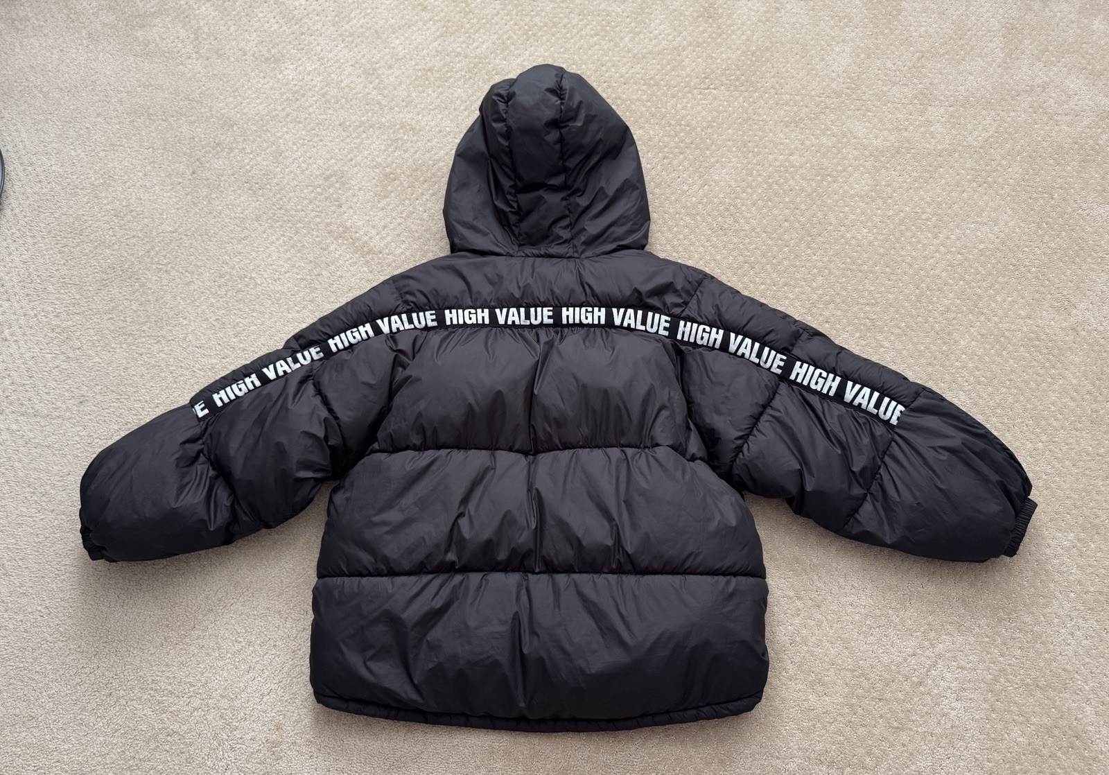 ZARA (trf Collection) Men’s Black w/High Value Words Puffer Jacket (LARGE) image 3