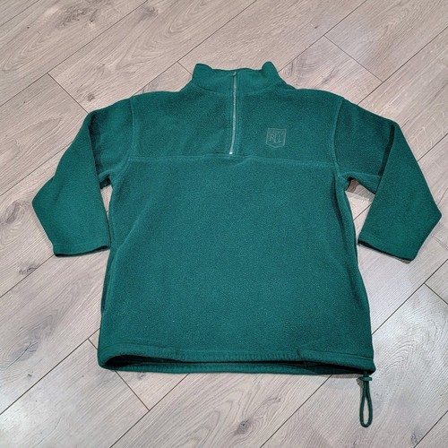 Green Vtg 90s Ralph Lauren women’s 1/4 zip pullover with collar and chest logo patch.
