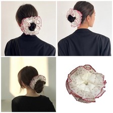 Lace Hair Scrunchies Oversized Hair Bun Scrunchy Ruffle Fashion Ponytail Holder