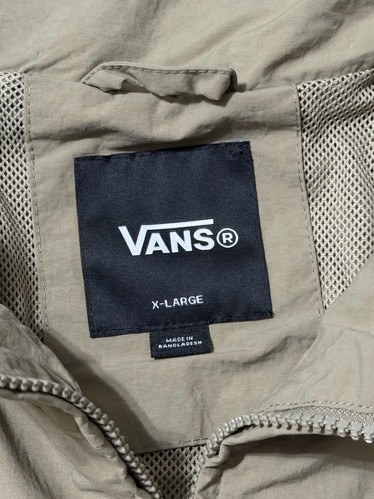 VANS Ronnie Color BL Men’s XL Beige/Yellow Checkered Full Zip Windbreaker image 4