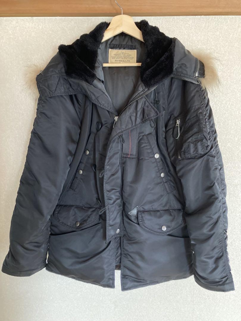 AVIREX N-3B Fur Bomber Flight Jacket M Black Width 54cm Length 