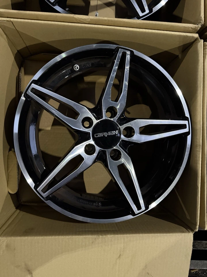 4x Carmani 15 Oskar 6.5 x 16 inch 5 x 112 ET 38 black polished ECE Mercedes Audi - Image 4 of 4