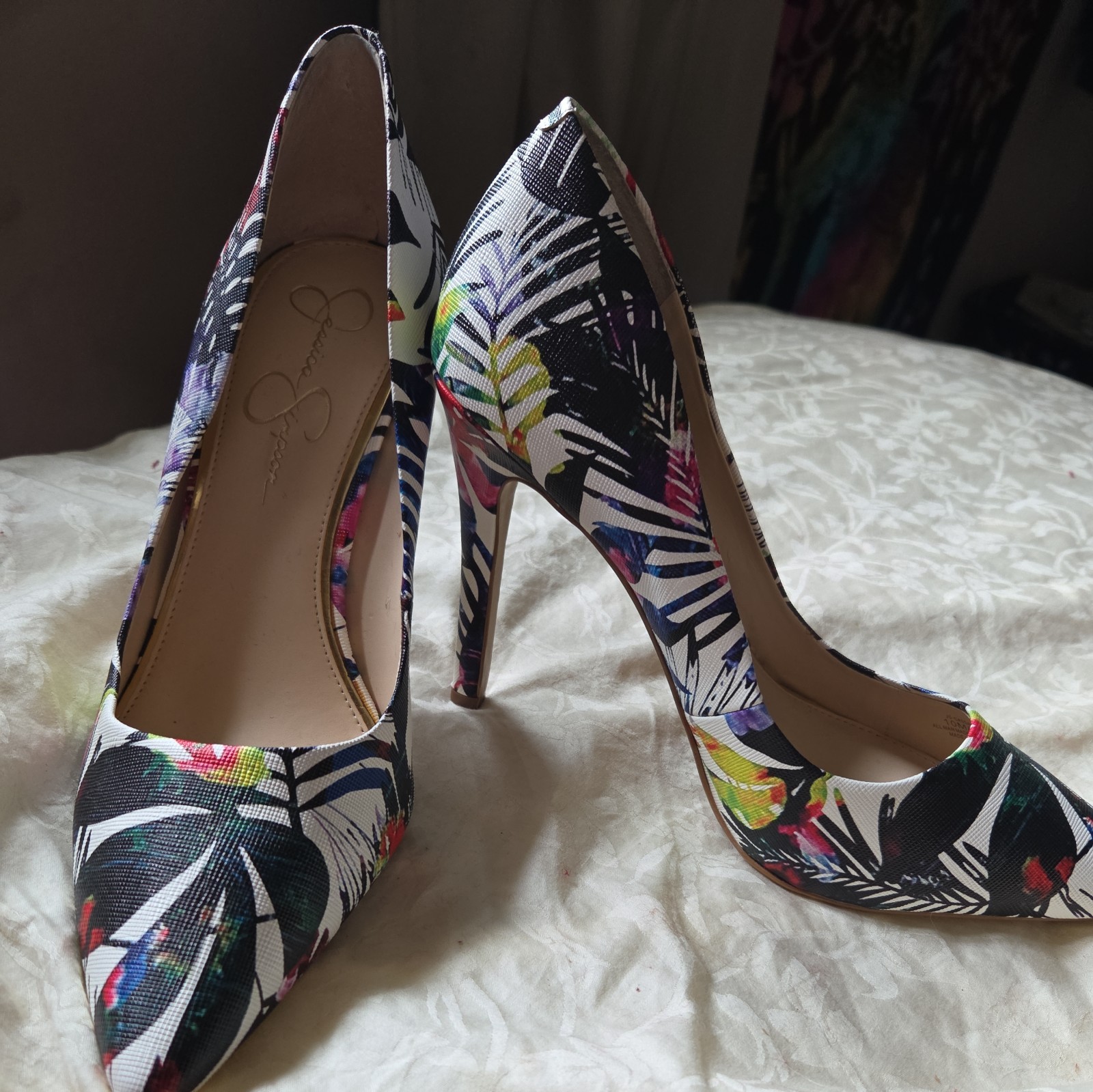 Jessica Simpson Multicolor Floral Stiletto Pumps Pointed Toe Heels Size 10M